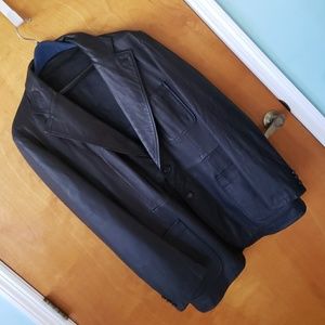 Leather coat mens.dark brown size 58...XXL